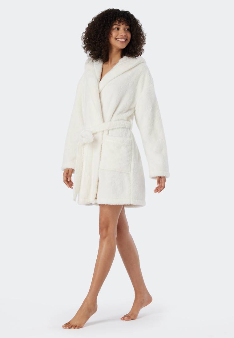 Schiesser Morgenmantel Teddy-Fleece Comfort-Fit off-white - Essentials
