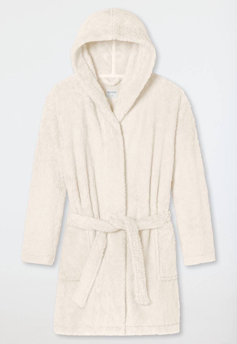 Schiesser Morgenmantel Teddy-Fleece Comfort-Fit off-white - Essentials Clearance-Verkauf