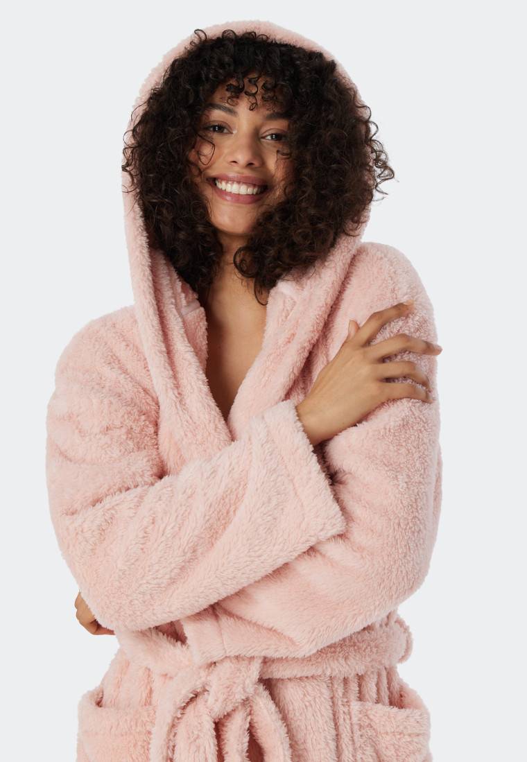 Schiesser Morgenmantel Teddy-Fleece Comfort-Fit rosé - Essentials Kostenloser Versand international