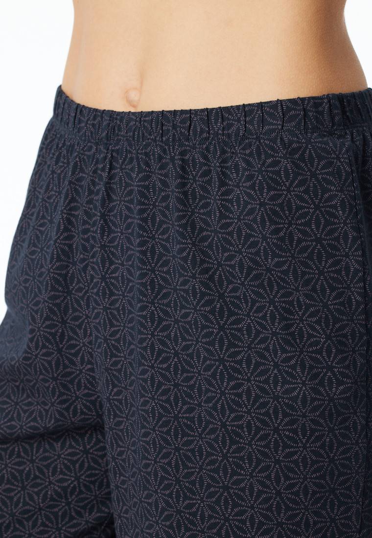 Schiesser Schlafanzug lang Bündchen nachtblau gemustert - Comfort Essentials Online