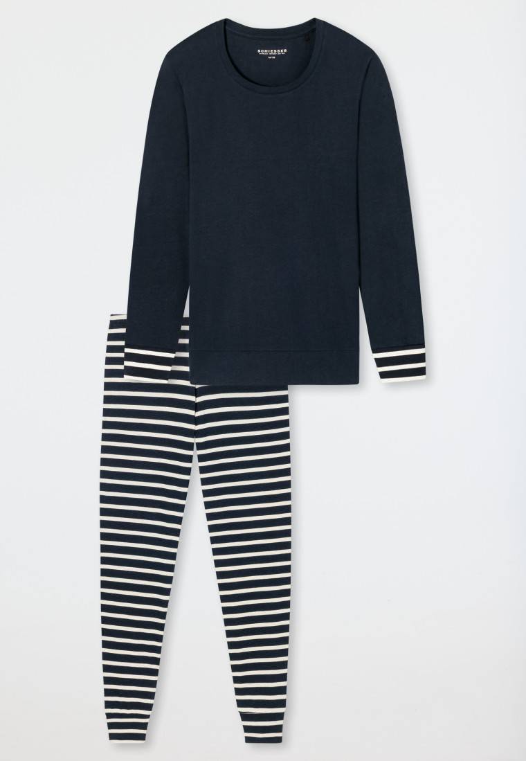 Schiesser Schlafanzug lang nachtblau - Casual Essentials Angebote