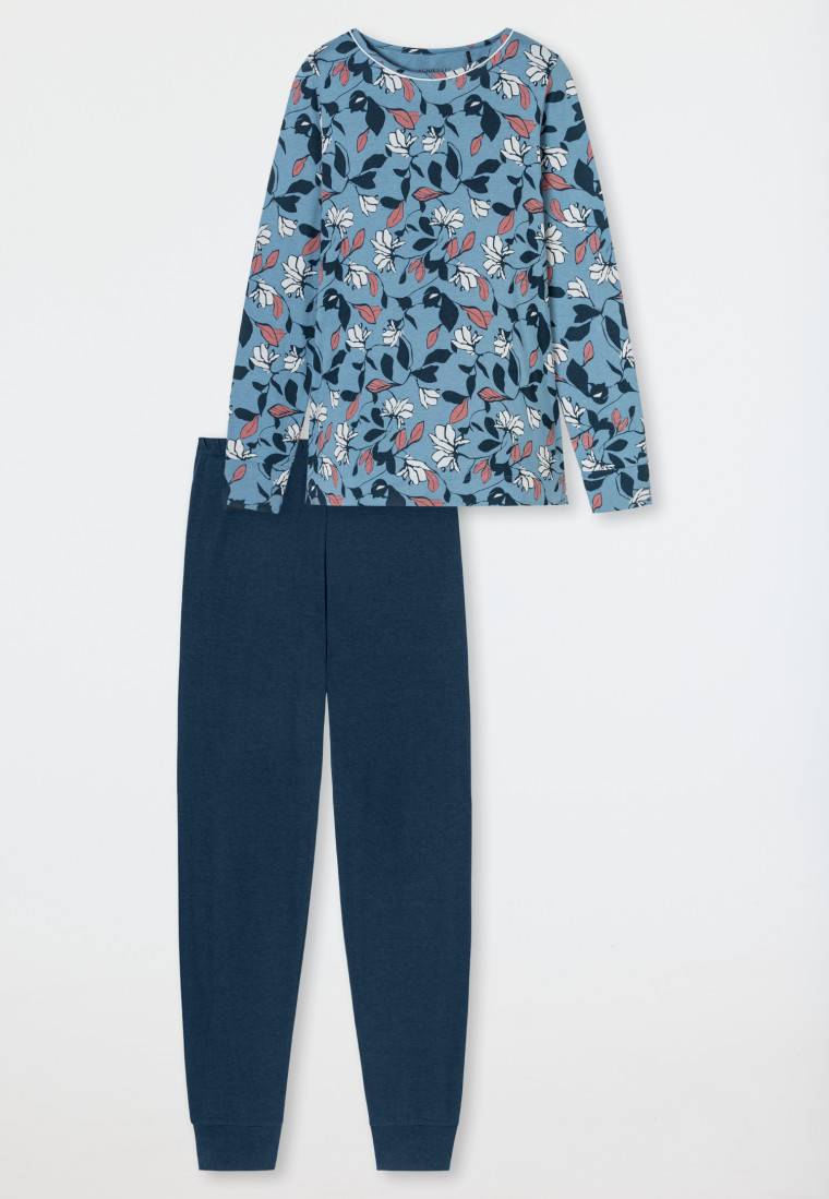Schiesser Schlafanzug lang Bündchen Blumen multicolor - Comfort Nightwear Meist gekauft
