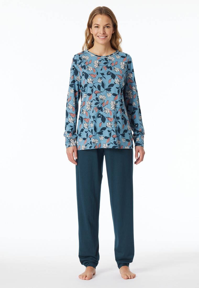 Schiesser Schlafanzug lang Bündchen Blumen multicolor - Comfort Nightwear Meist gekauft