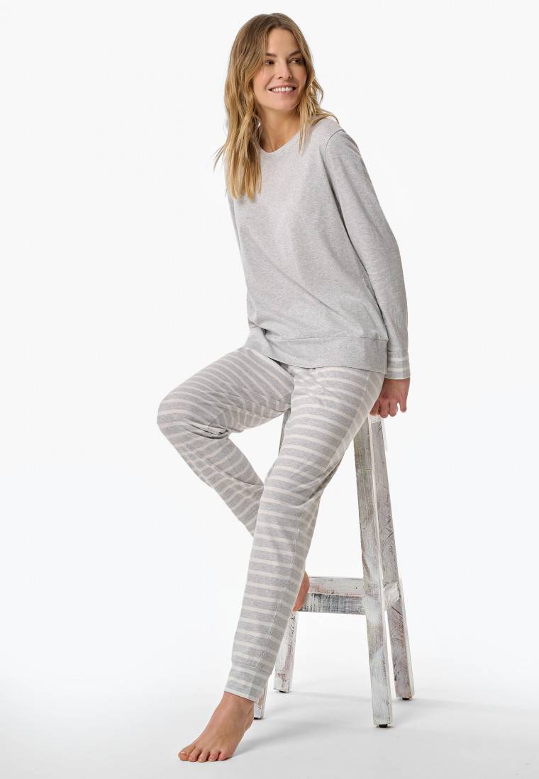 Schiesser Schlafanzug lang silbergrau meliert - Casual Essentials