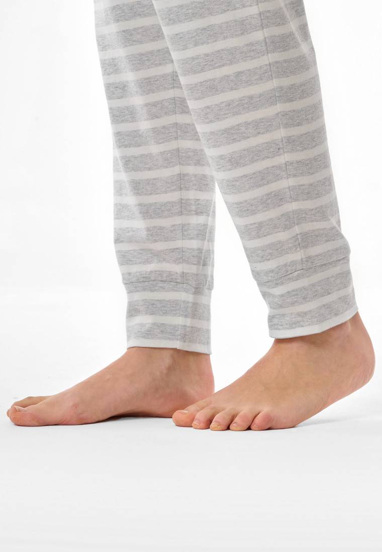 Schiesser Schlafanzug lang silbergrau meliert - Casual Essentials Blitzverkäufe