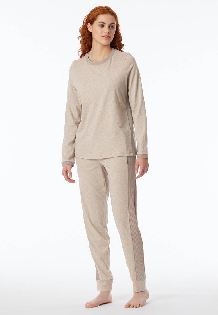 Schiesser Schlafanzug lang Bio-Baumwolle natur - Casual Nightwear Sonderangebot