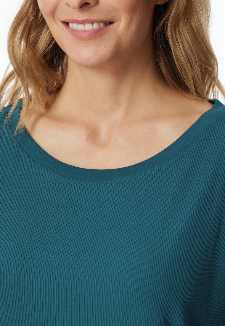Schiesser Schlafanzug 7/8 Doppelripp petrol - Modern Nightwear Flash Sale