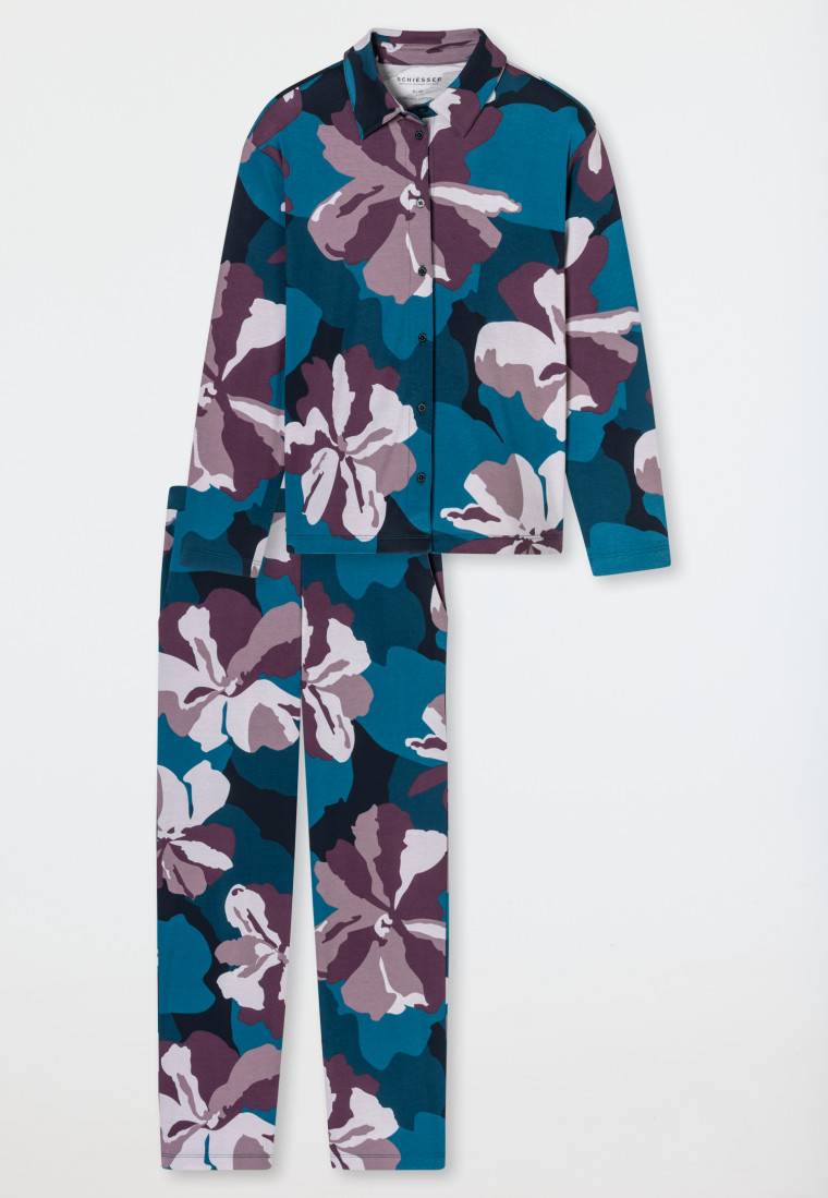 Schiesser Pyjama Interlock multicolor bedruckt - Modern Nightwear Begrenztes Angebot