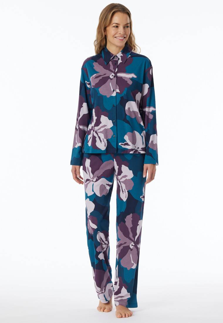 Schiesser Pyjama Interlock multicolor bedruckt - Modern Nightwear Begrenztes Angebot