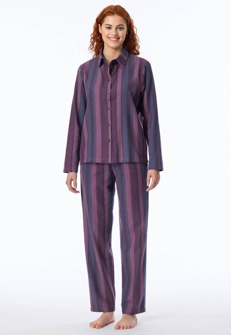Schiesser Pyjama lang Webware Streifen multicolor - Modern Nightwear Online Shopping