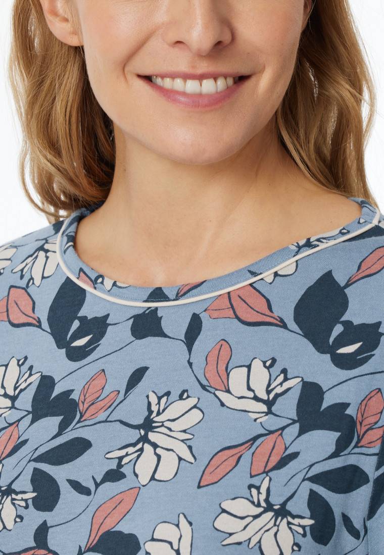 Schiesser Schlafanzug 3/4-lang blaugrau gemustert - Comfort Nightwear Exklusivangebot
