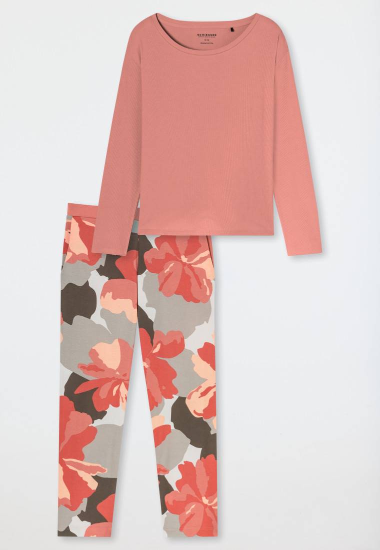 Schiesser Schlafanzug 7/8 Doppelripp papaya - Modern Nightwear Black Friday