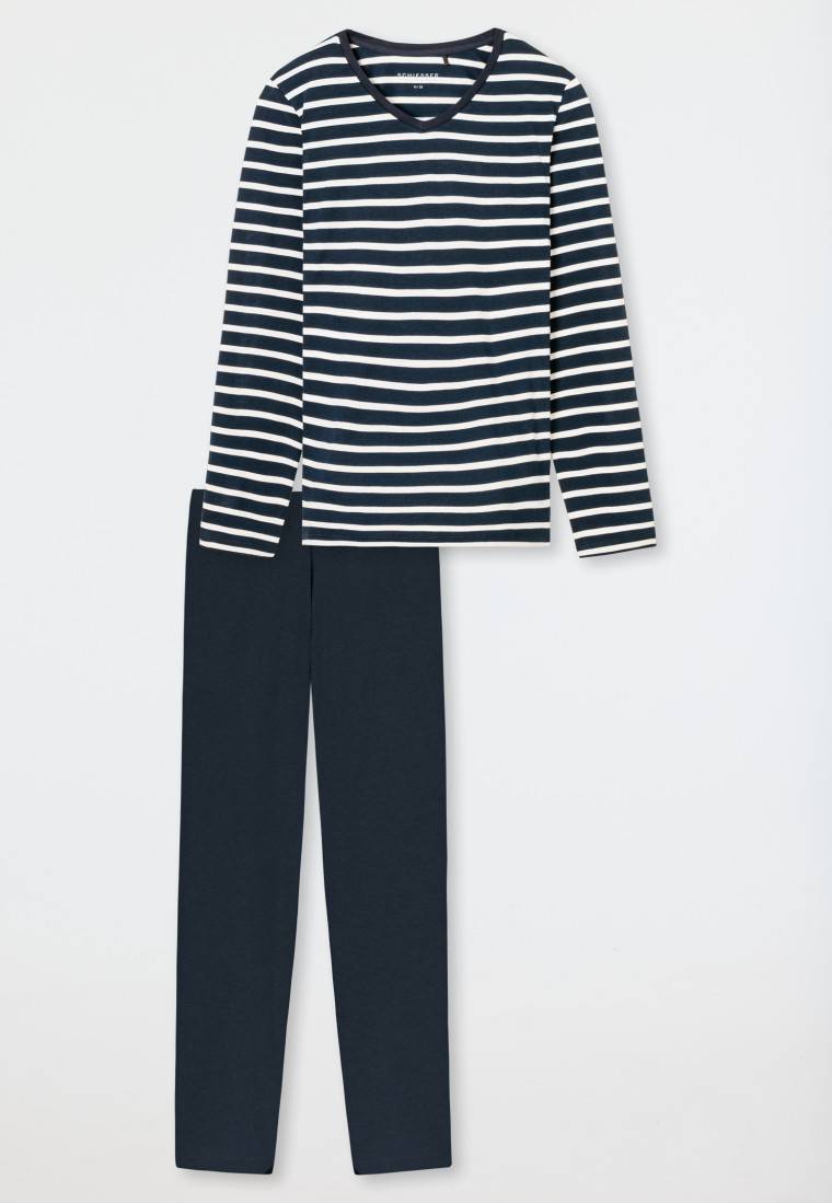Schiesser Schlafanzug lang nachtblau - Casual Essentials Osterangebot