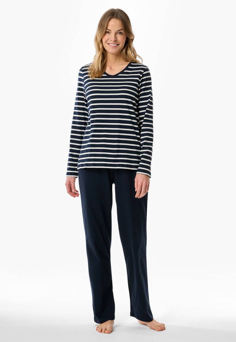 Schiesser Schlafanzug lang nachtblau - Casual Essentials Osterangebot