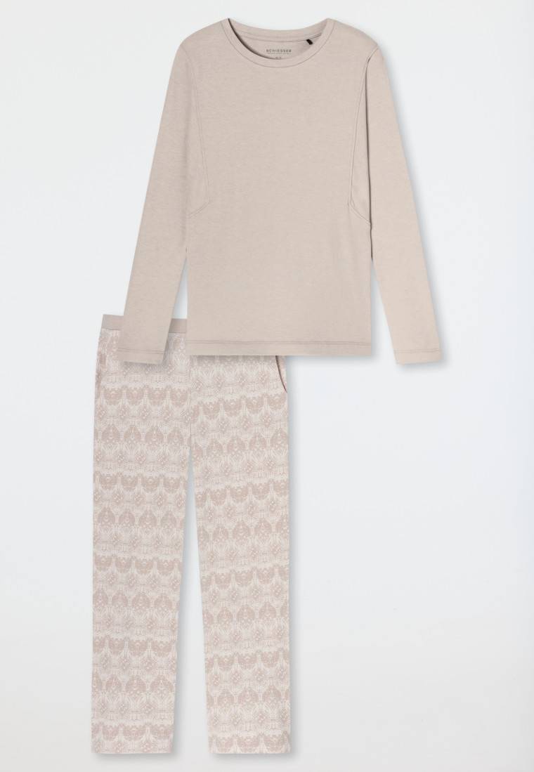 Schiesser Schlafanzug lang wärmend beige - Selected Premium Warming Vatertagsangebot