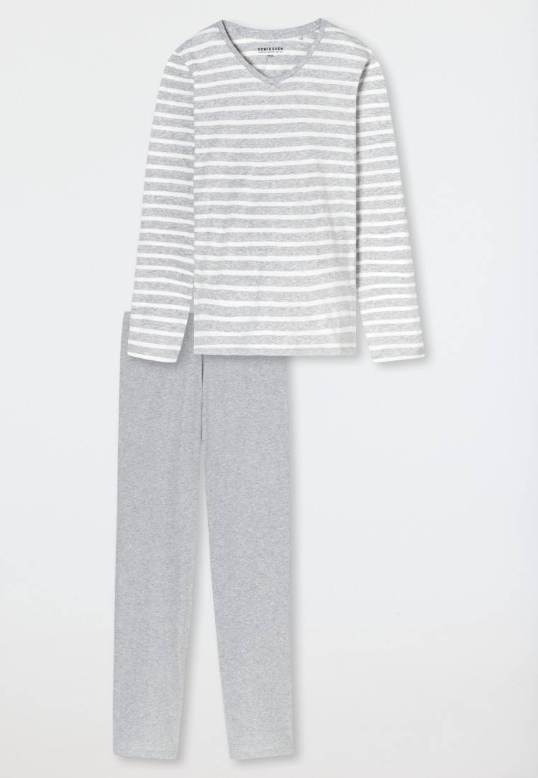 Schiesser Schlafanzug lang silbergrau meliert - Casual Essentials Neueste Mode