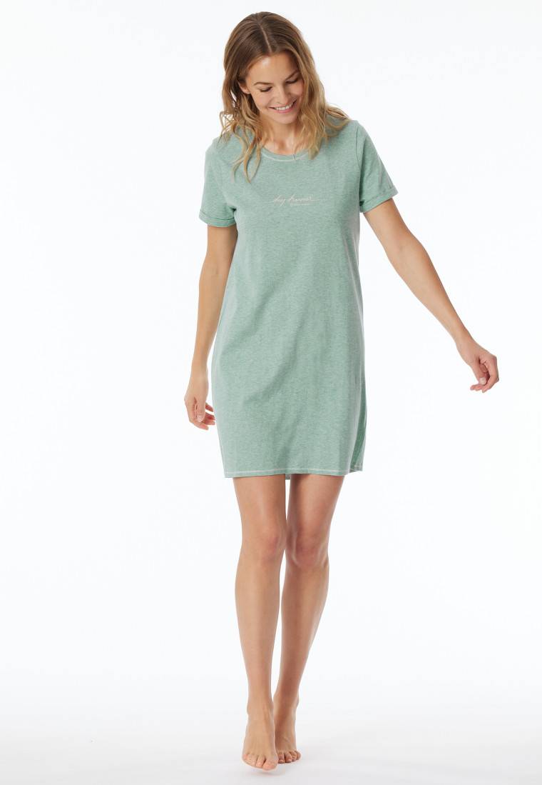 Schiesser Sleepshirt kurzarm Print grün meliert - Casual Essentials