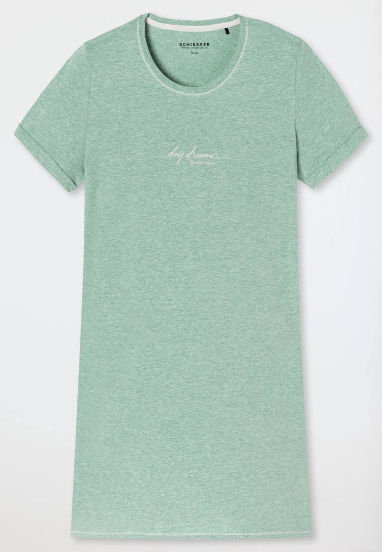 Schiesser Sleepshirt kurzarm Print grün meliert - Casual Essentials Blitzangebot