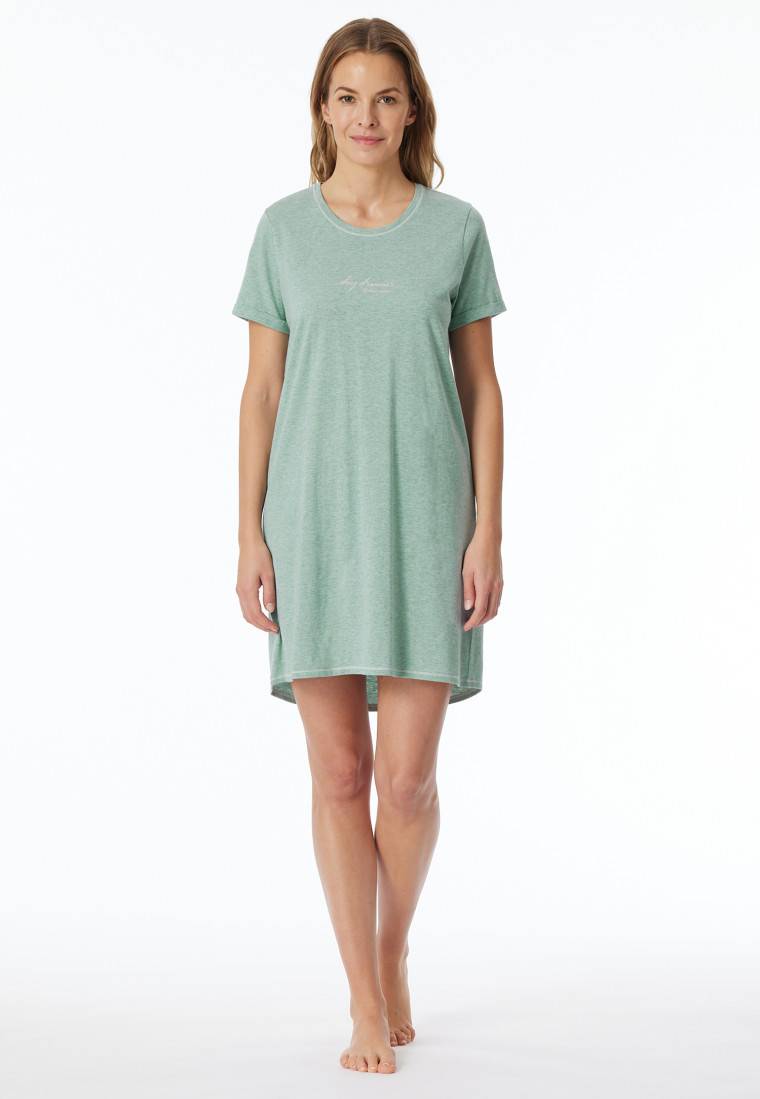 Schiesser Sleepshirt kurzarm Print grün meliert - Casual Essentials Blitzangebot