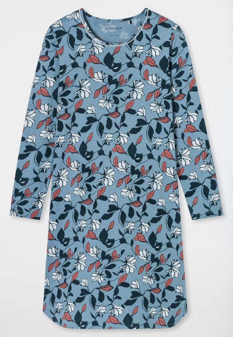 Schiesser Nachthemd langarm Blumen mehrfarbig bedruckt - Comfort Nightwear Große Rabatte