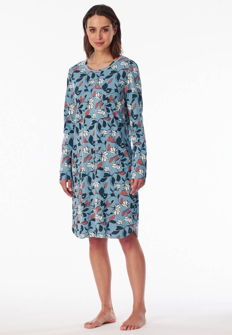 Schiesser Nachthemd langarm Blumen mehrfarbig bedruckt - Comfort Nightwear Große Rabatte