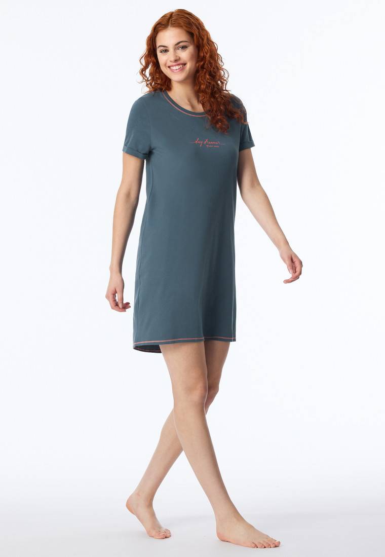 Schiesser Sleepshirt kurzarm Print jeansblau - Casual Essentials