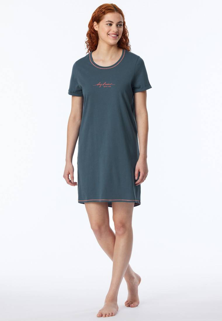 Schiesser Sleepshirt kurzarm Print jeansblau - Casual Essentials Neuheiten
