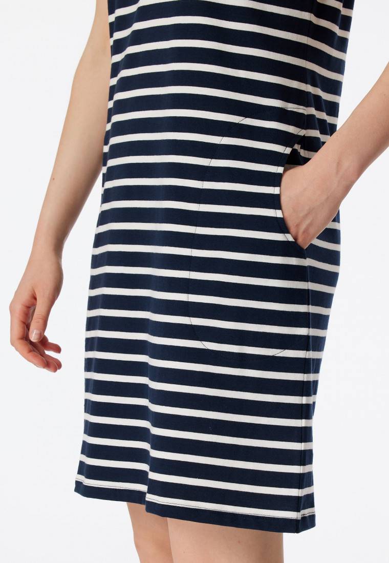 Schiesser Sleepshirt kurzarm Streifen nachtblau - Casual Essentials Tiefpreis