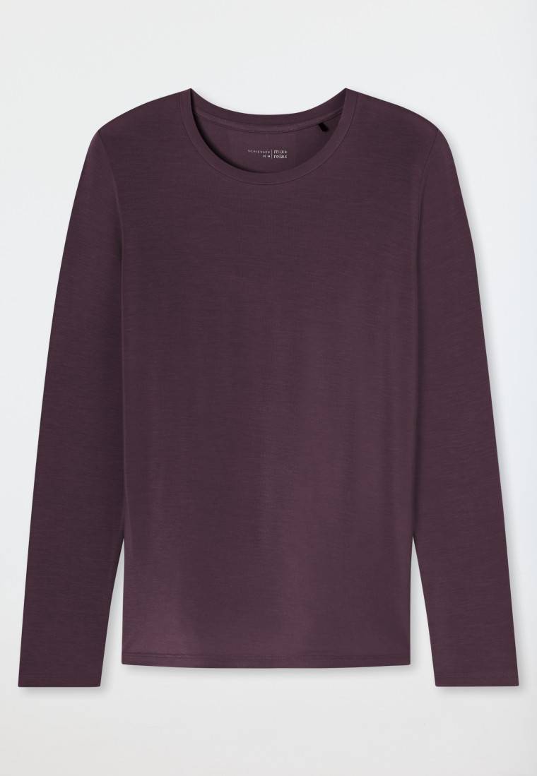 Schiesser Shirt langarm rundhals pflaume - Mix+Relax Begrenzte Freigabe
