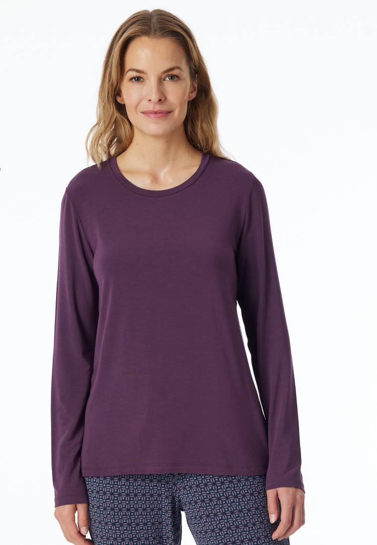 Schiesser Shirt langarm rundhals pflaume - Mix+Relax Begrenzte Freigabe