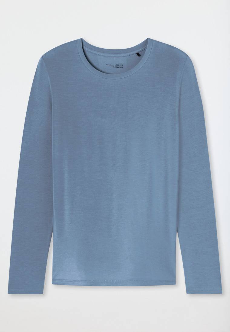 Schiesser Shirt langarm rundhals blaugrau - Mix+Relax Letzte 3 Tage