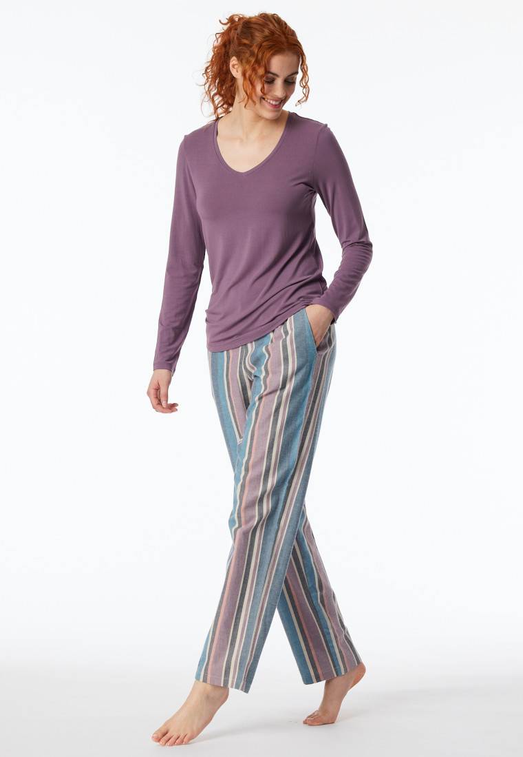 Schiesser Shirt langarm V-Ausschnitt malve - Mix+Relax