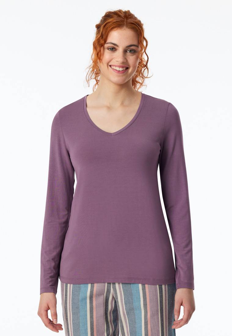 Schiesser Shirt langarm V-Ausschnitt malve - Mix+Relax Neueste Stile