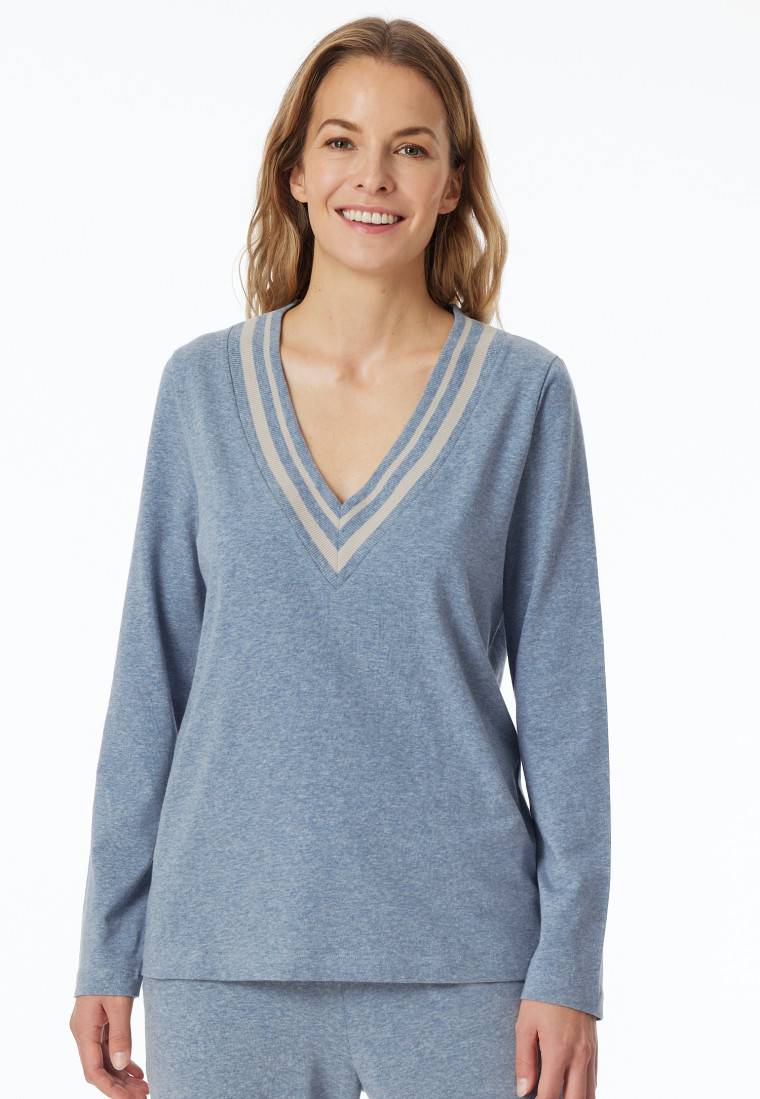 Schiesser Shirt langarm V-Ausschnitt jeans-meliert - Mix+Relax Bis zu 60% Rabatt