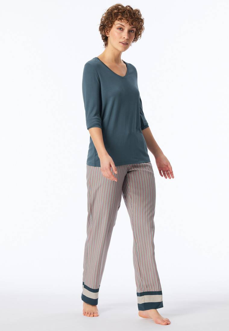 Schiesser Shirt langarm V-Ausschnitt jeansblau - Mix+Relax