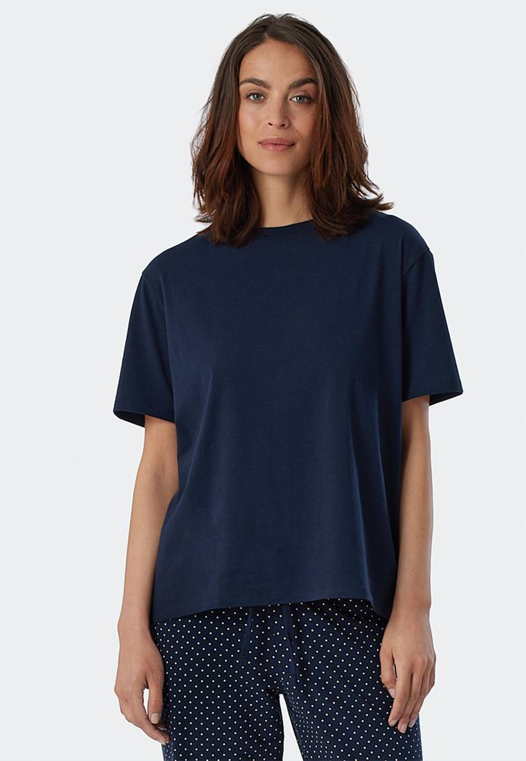 Schiesser Shirt kurzarm dunkelblau - Mix+Relax Kostenloser Versand international