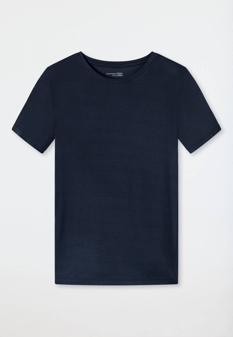 Schiesser Shirt kurzarm Modal blau - Mix+Relax Black Friday Preise