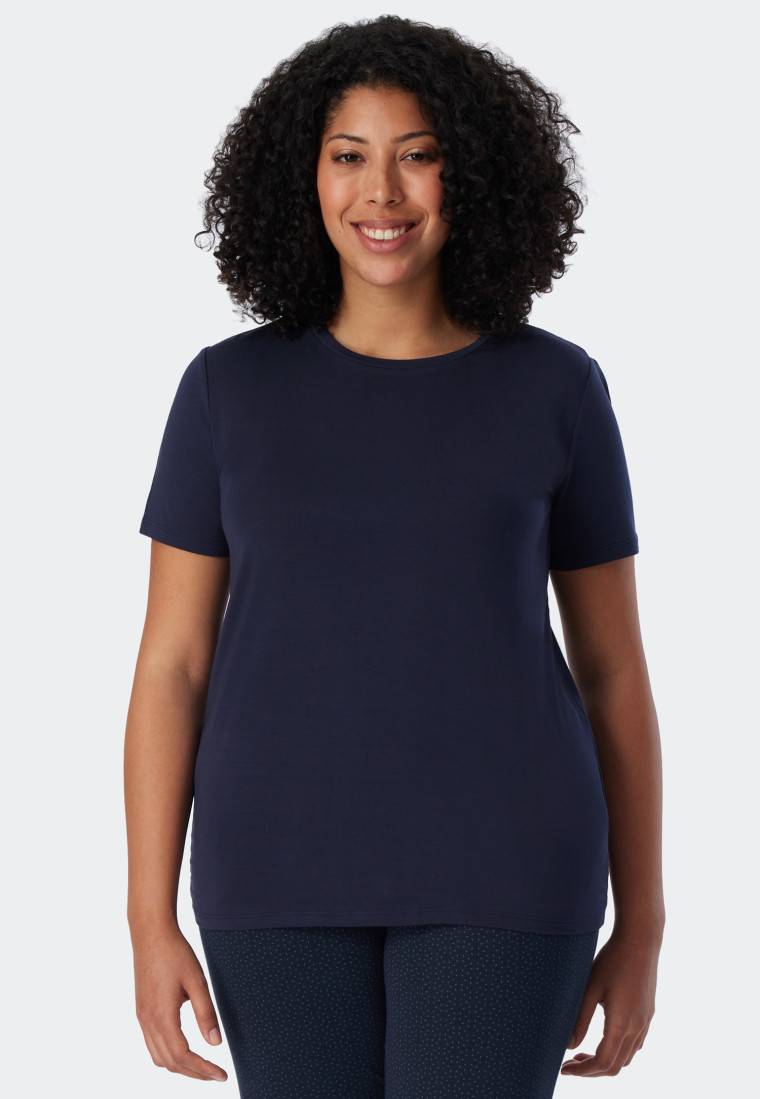 Schiesser Shirt kurzarm Modal blau - Mix+Relax Black Friday Preise