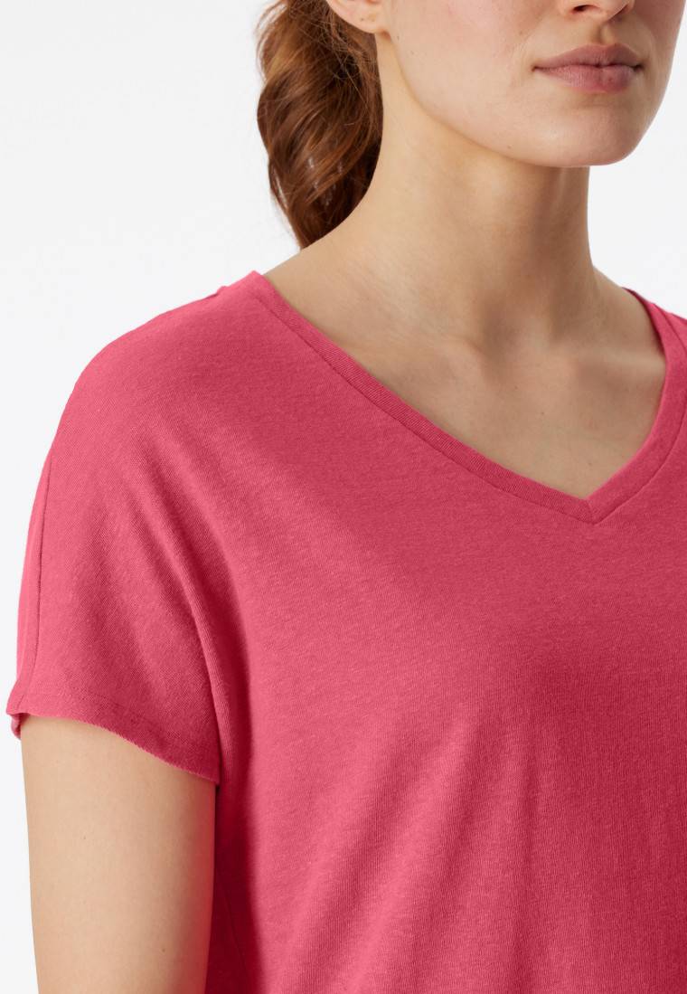 Schiesser Shirt kurzarm V-Ausschnitt pink - Mix+Relax Im Verkauf