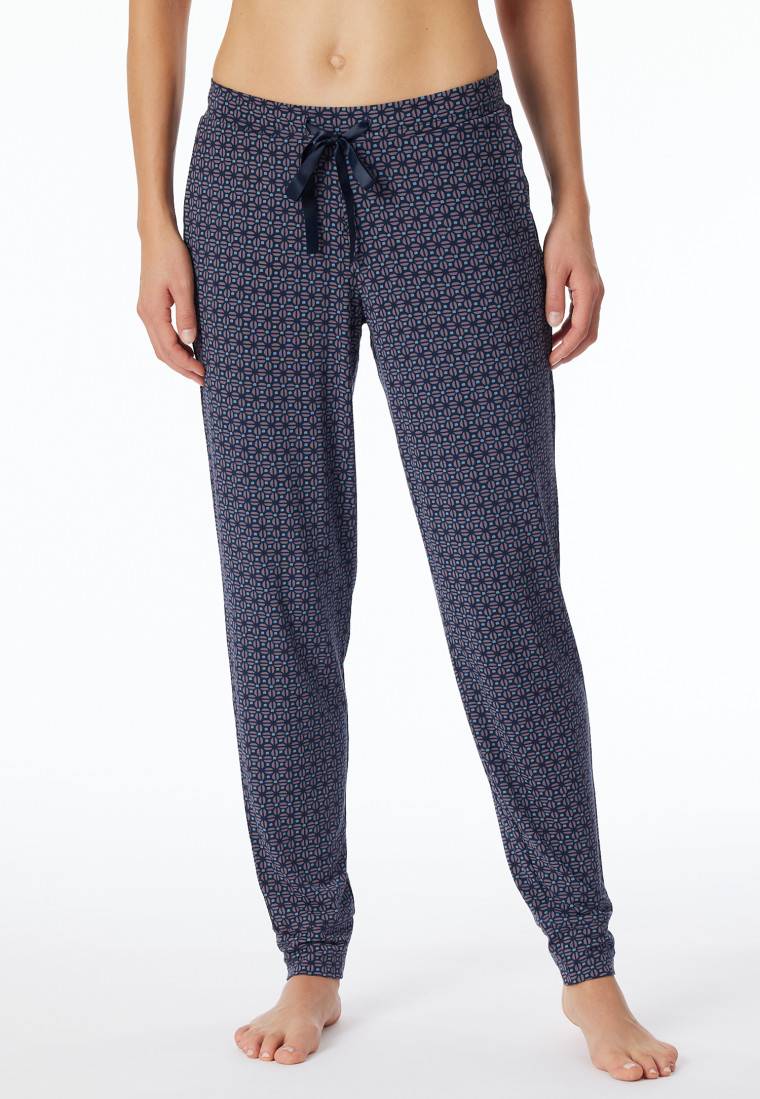 Schiesser Hose lang Bündchen multicolor floral gemustert - Mix+Relax Online