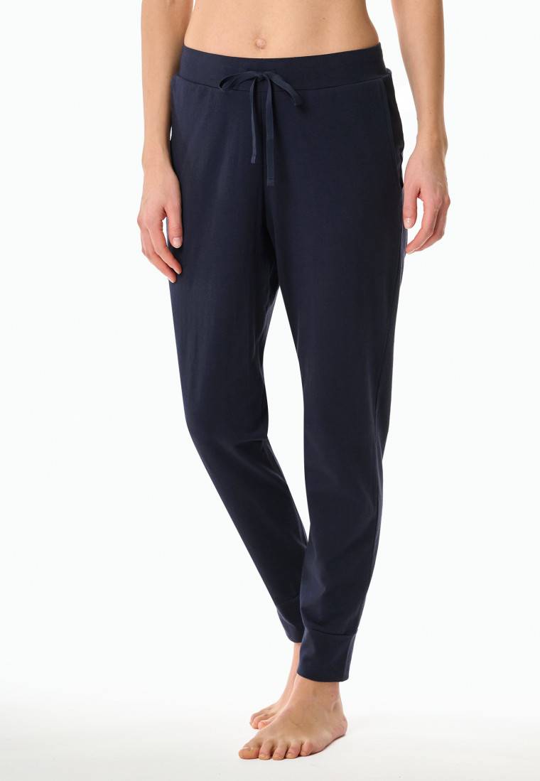 Schiesser Hose lang Bündchen dunkelblau - Mix+Relax Outlet