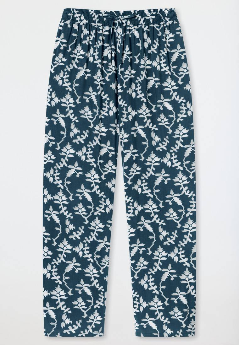 Schiesser Loungehose lang Viskose Blumenprint jeansblau - Mix+Relax Günstig kaufen