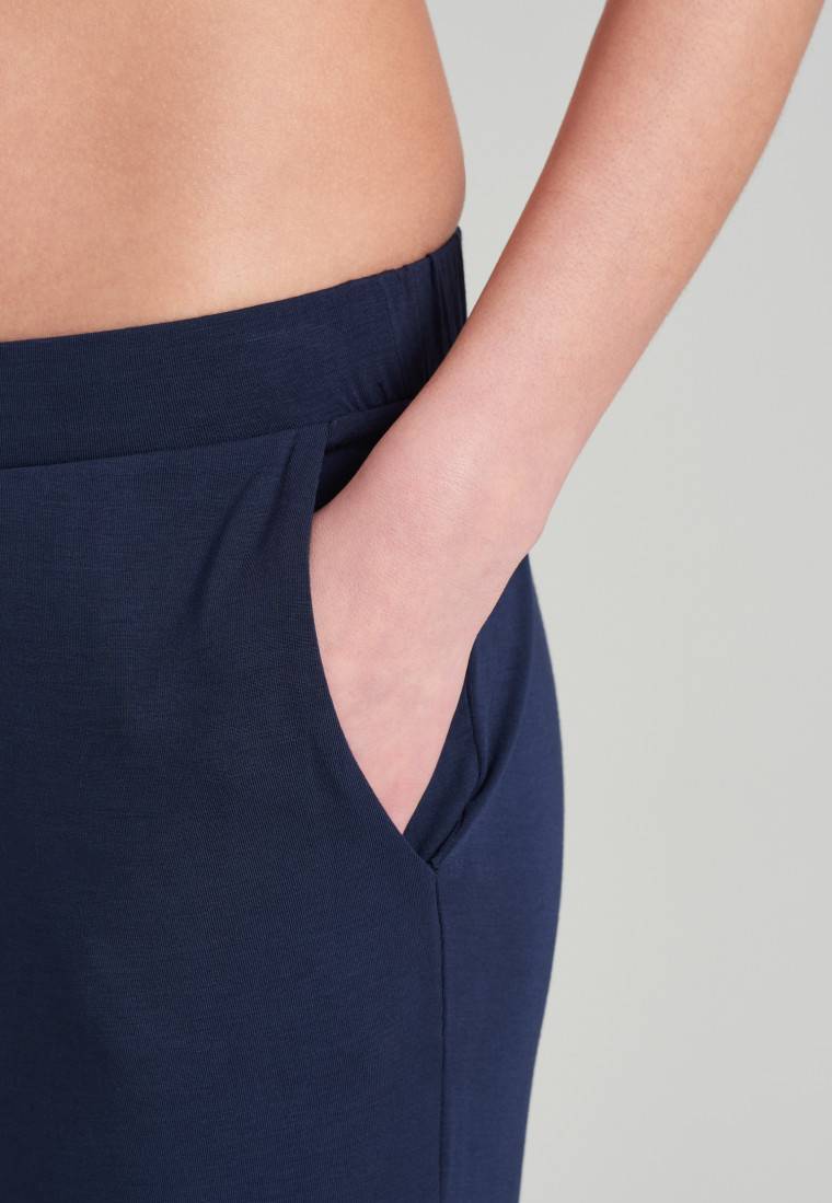 Schiesser Loungehose lang Modal Marlene-Schnitt blau - Mix+Relax Online Shopping