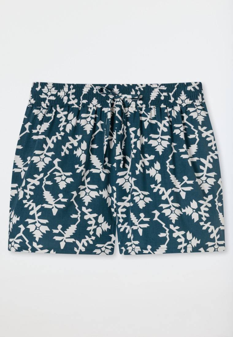 Schiesser Loungehose kurz Viskose Blumenprint jeansblau - Mix+Relax Exklusivangebot