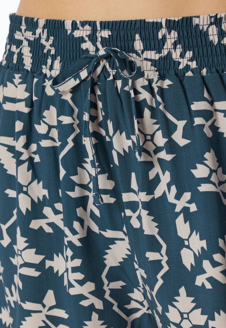 Schiesser Loungehose kurz Viskose Blumenprint jeansblau - Mix+Relax Exklusivangebot
