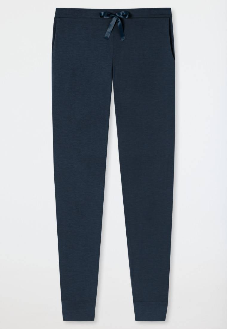 Schiesser Loungehose lang Modal Bündchen blau - Mix+Relax Preisnachlass
