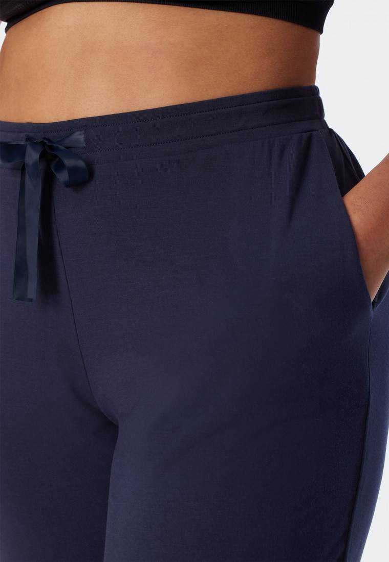 Schiesser Loungehose lang Modal Bündchen blau - Mix+Relax Preisnachlass