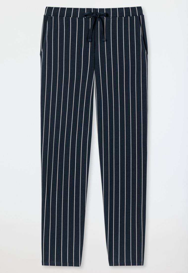 Schiesser Loungehose lang Jersey Streifen dunkelblau gemustert - Mix+Relax Saisonschlussverkauf