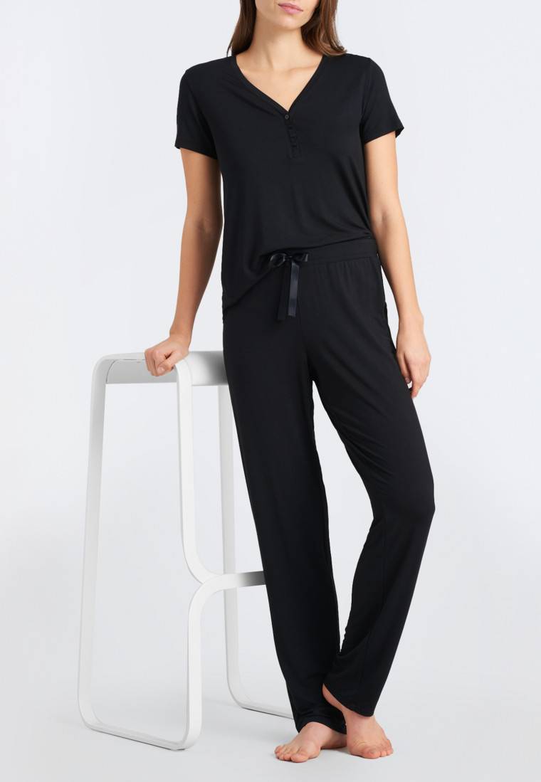 Schiesser Hose lang/extra-lang Modal schwarz - Mix+Relax