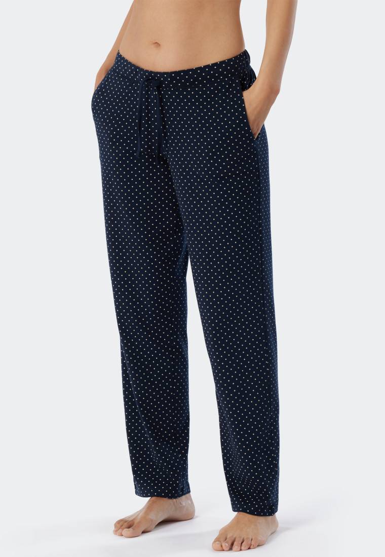 Schiesser Loungehose lang Jersey Punkte dunkelblau gemustert - Mix+Relax Vatertagsangebot
